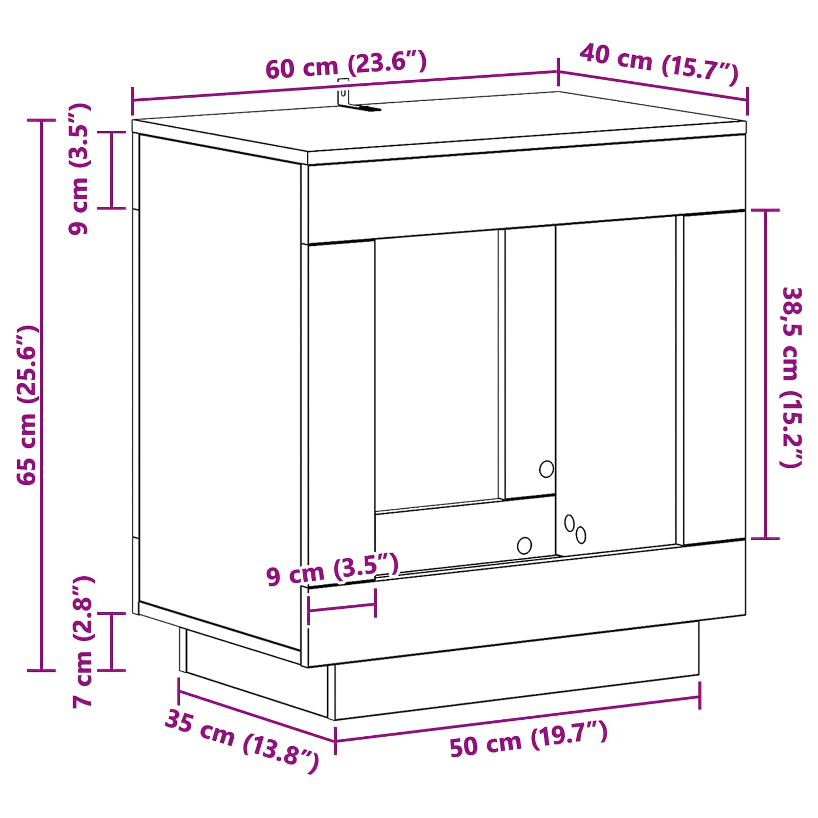 Tavolo laterale Bianco 60 x 40 x 65 cm Legno ingegnerizzato | homemem39