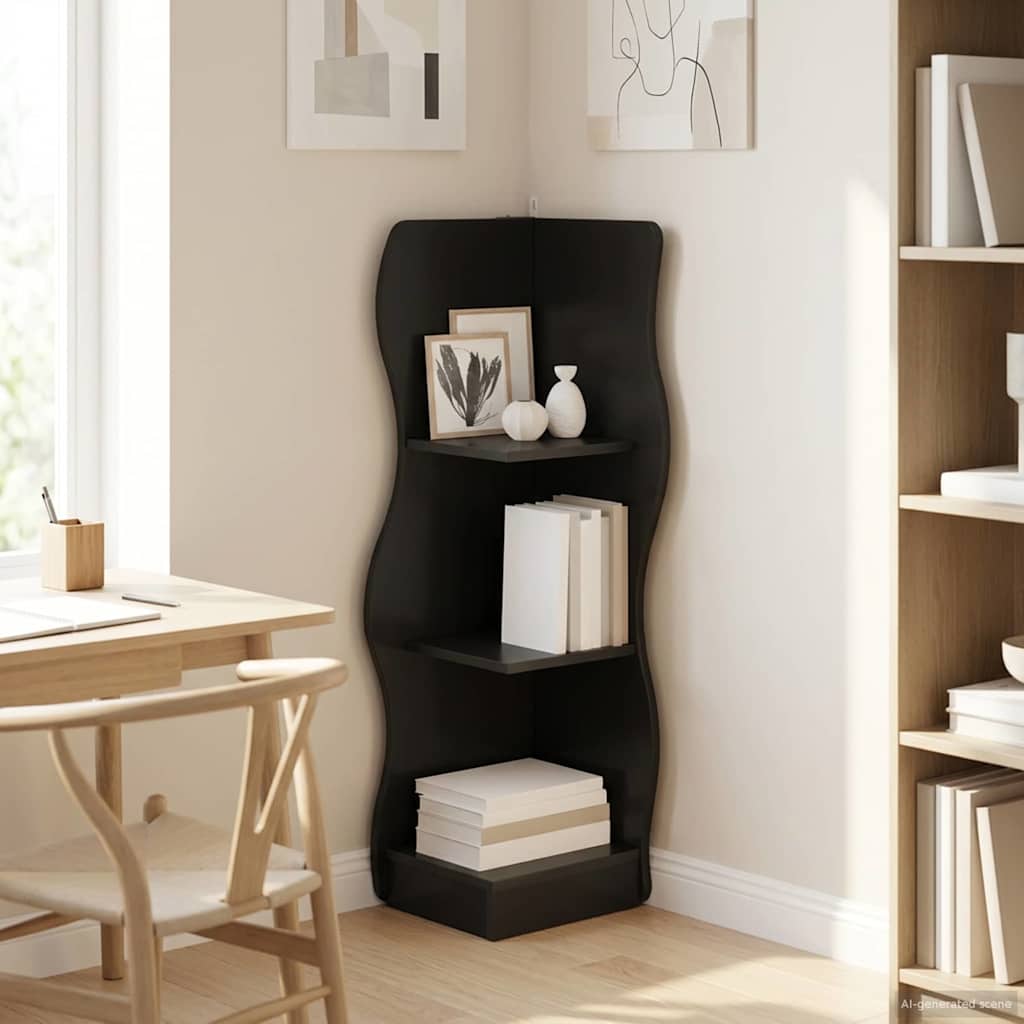 Mensola angolare Nero 34 x 33 x 102 cm Legno ingegnerizzato | homemem39