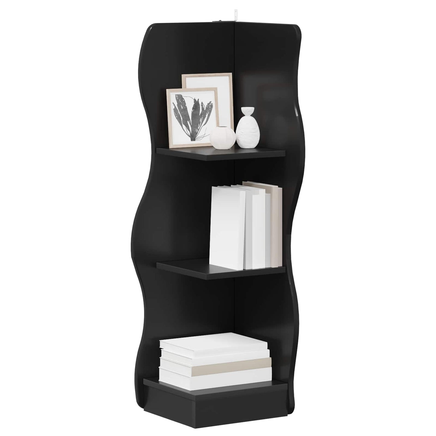 Mensola angolare Nero 34 x 33 x 102 cm Legno ingegnerizzato | homemem39