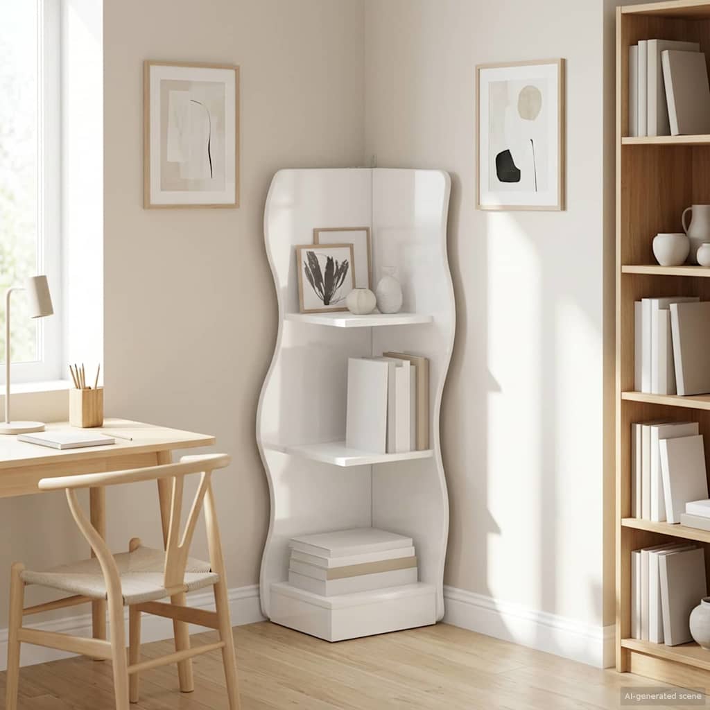 Mensola angolare Bianco Lucido 34 x 33 x 102 cm - homemem39