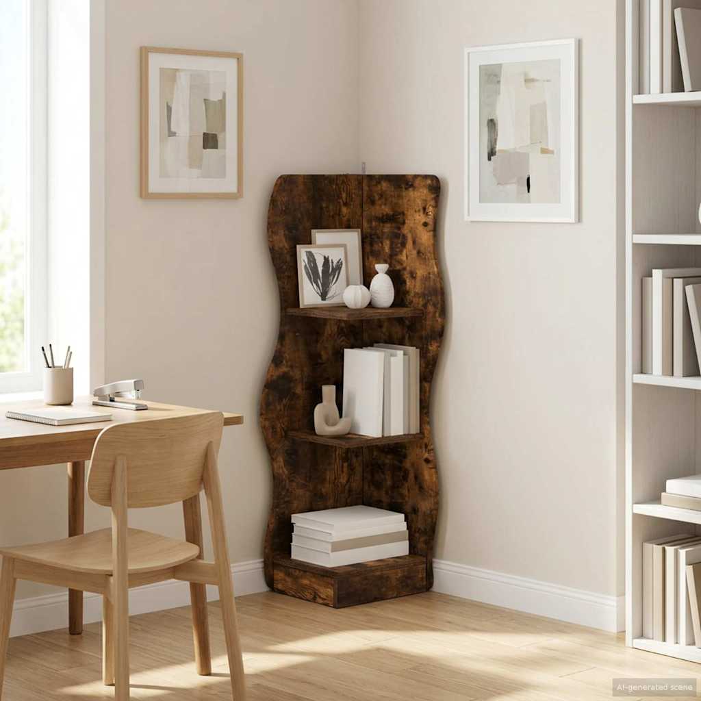 Mensola angolare con lo scaffale Rovere Fumo 34 x 33 x 102 cm | homemem39