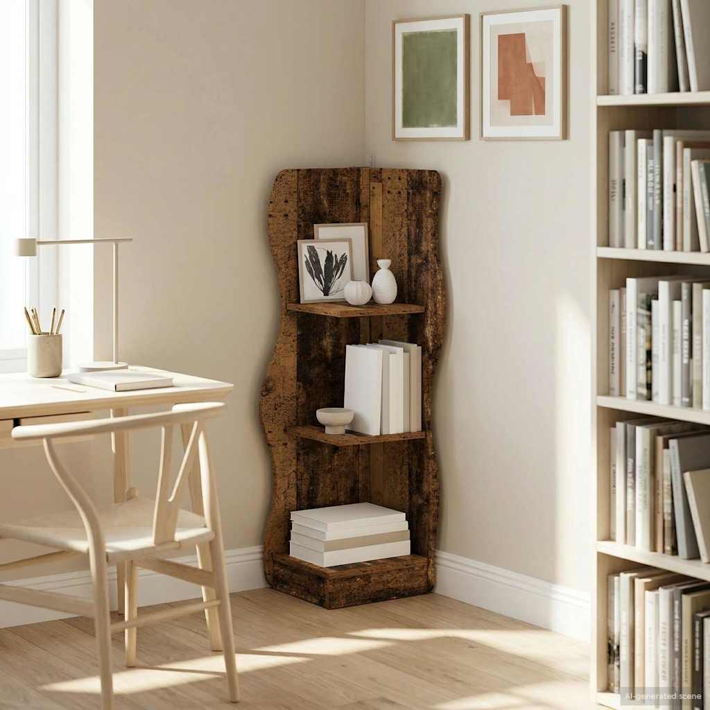 Mensola angolare con lo scaffale Legno antico 34 x 33 x 102 cm
