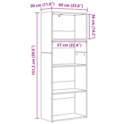 Scaffale Autoportante Rovere Nero 60 x 30 x 151,5 cm
