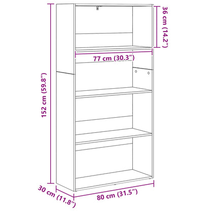Scaffale Autoportante Rovere Nero 80 x 30 x 152 cm
