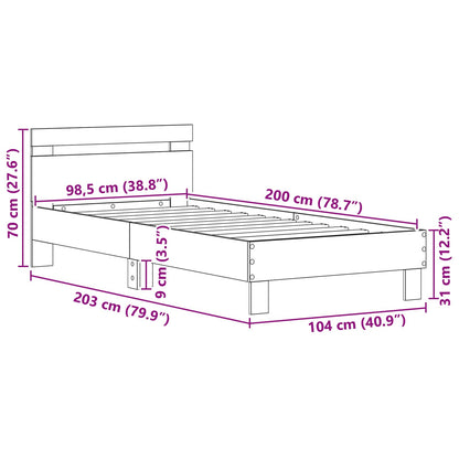 Struttura del letto con testiera Legno vecchio 98.5 x 200 cm