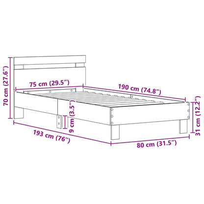 Struttura del letto Rovere artigianale 75 x 190 cm | homemem39