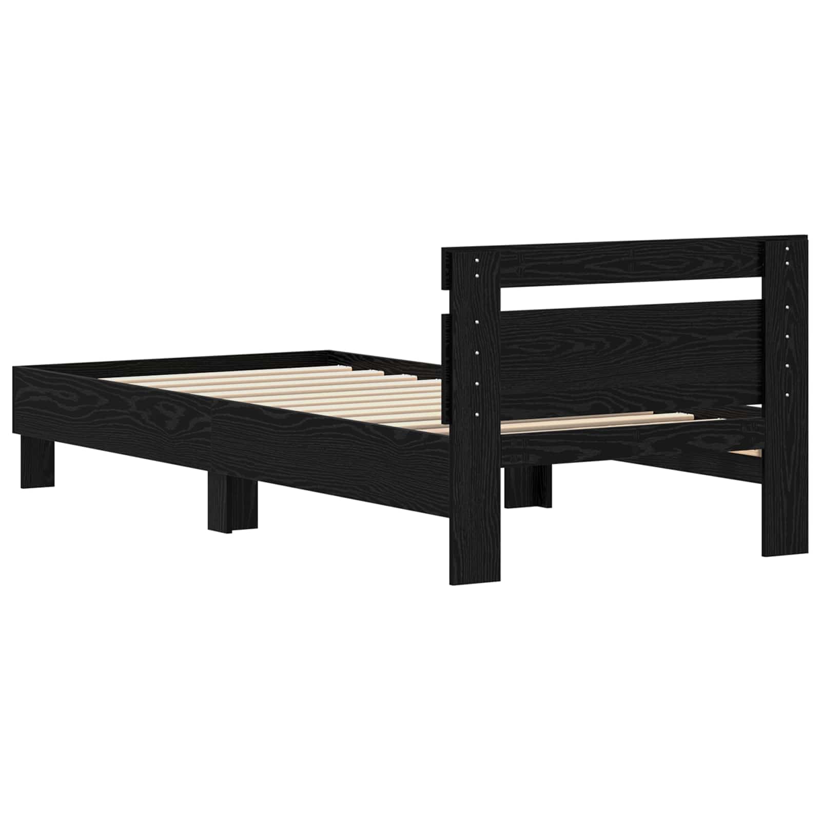 Struttura del letto Rovere Nero 75 x 190 cm Legno multistrato | homemem39