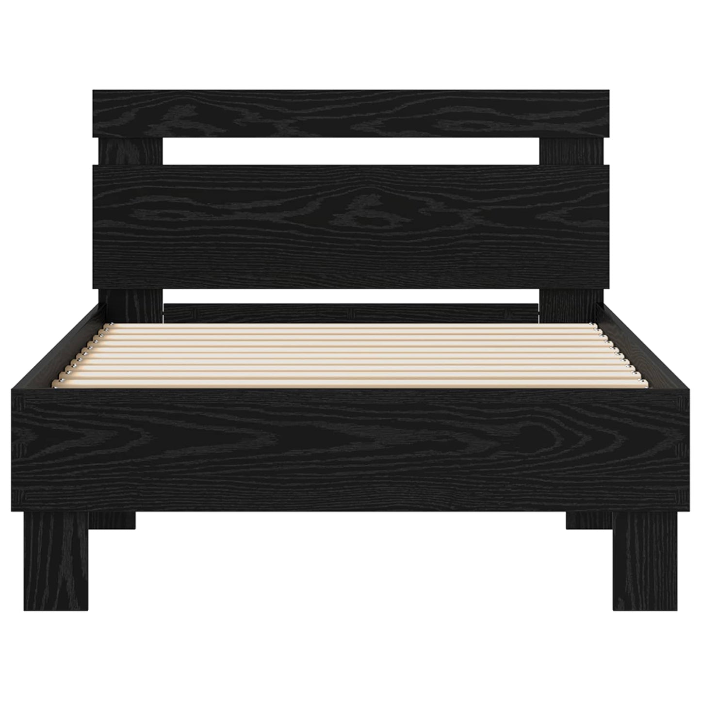 Struttura del letto Rovere Nero 75 x 190 cm Legno multistrato | homemem39