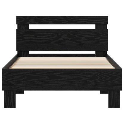 Struttura del letto Rovere Nero 75 x 190 cm Legno multistrato | homemem39