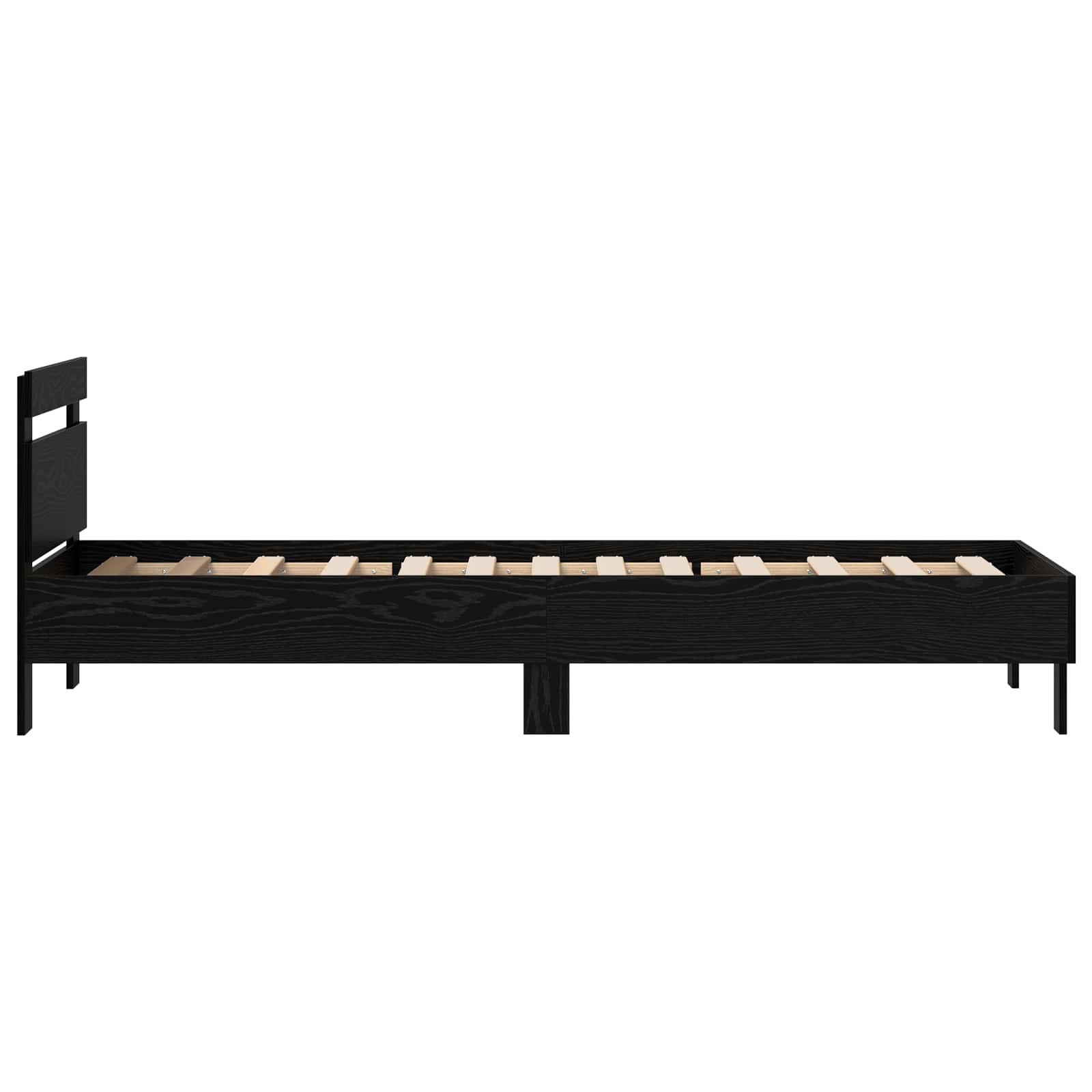 Struttura del letto Rovere Nero 75 x 190 cm Legno multistrato | homemem39
