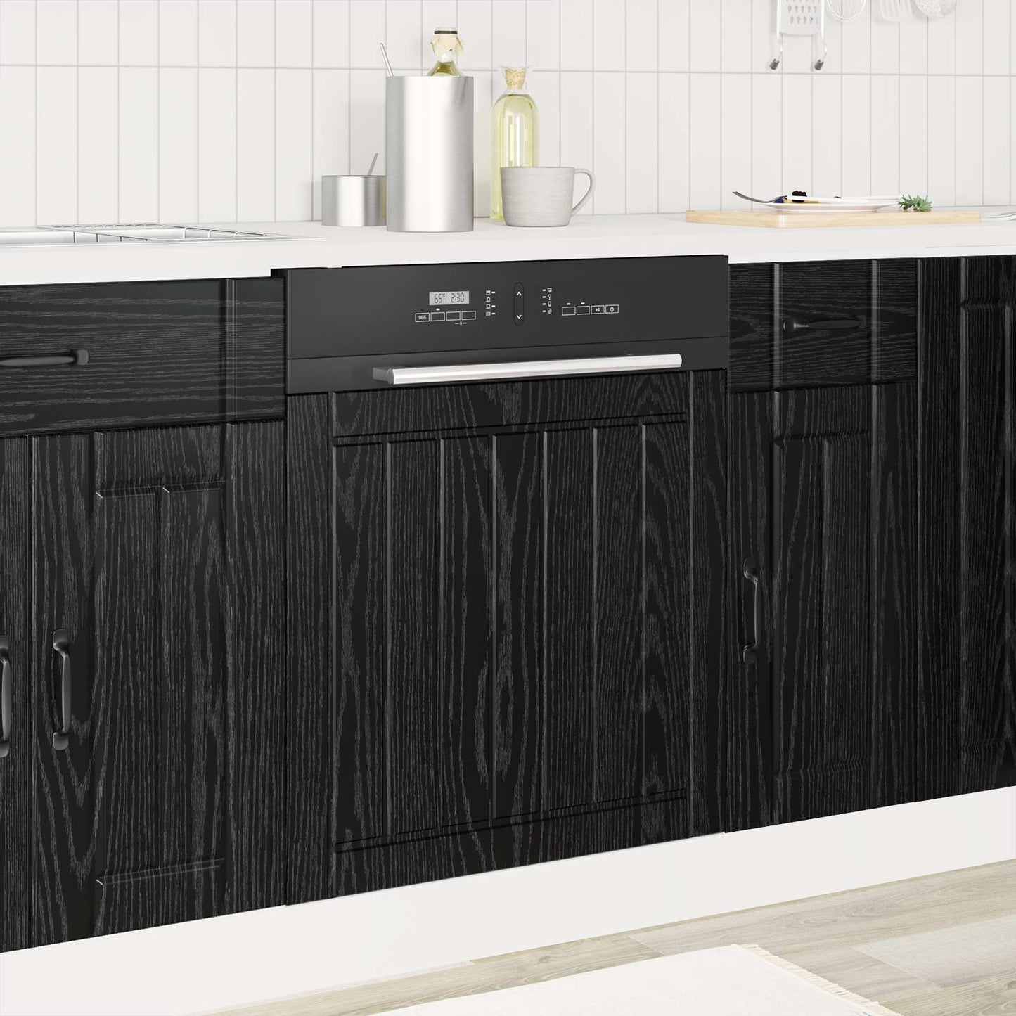 Pannello lavastoviglie Lucca Rovere Nero 60 x 1,5 x 57 cm | homemem39