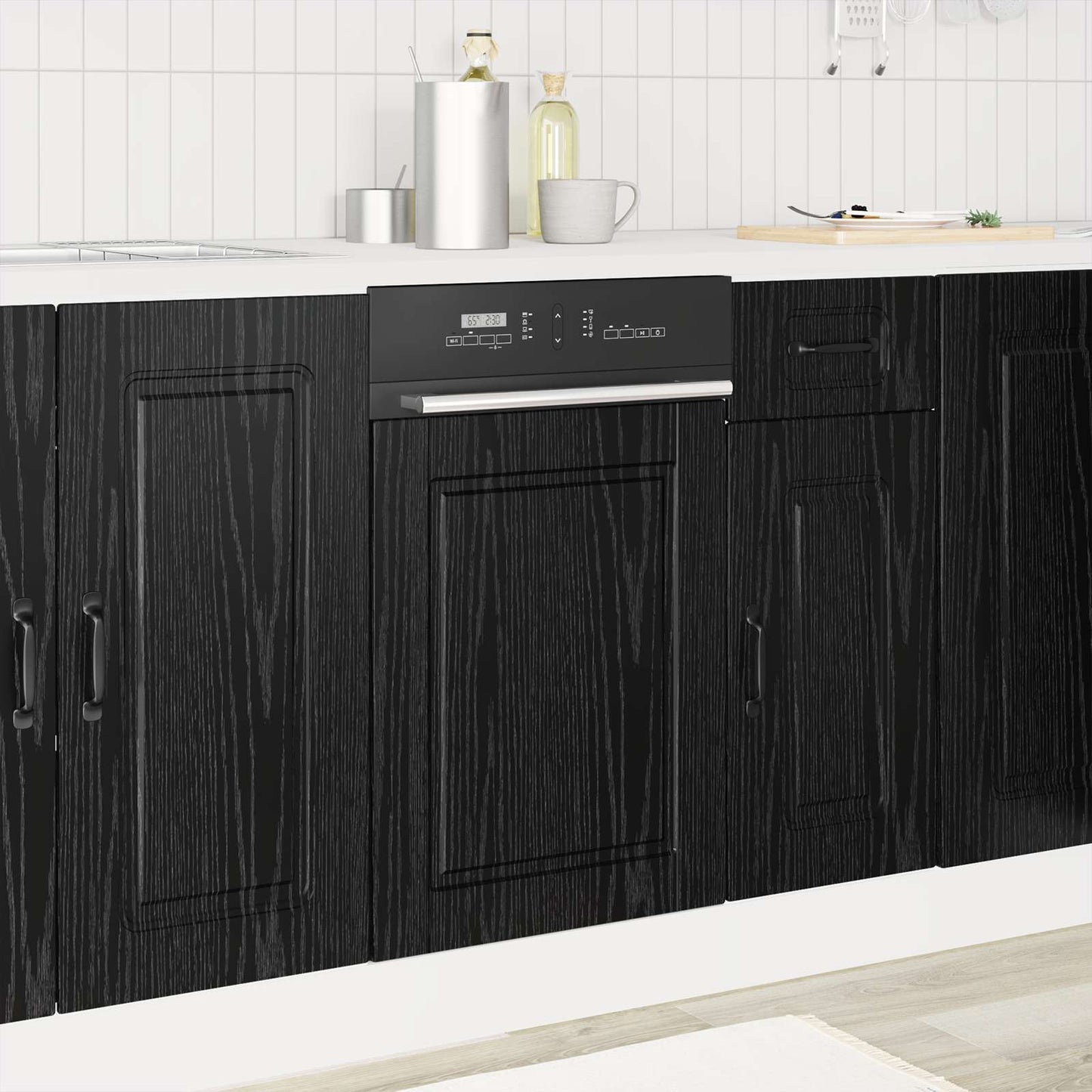Pannello lavastoviglie PORTO Rovere Nero 45 x 1,5 x 57 cm