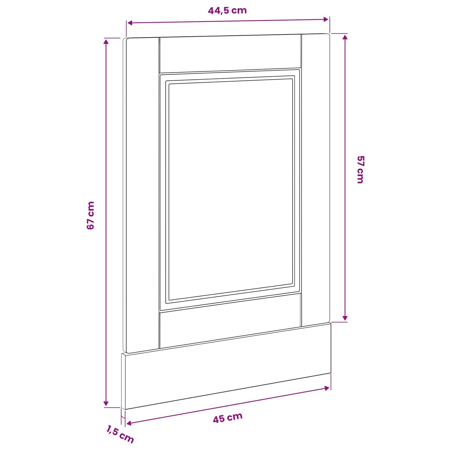 Pannello lavastoviglie PORTO Rovere Nero 45 x 1,5 x 57 cm