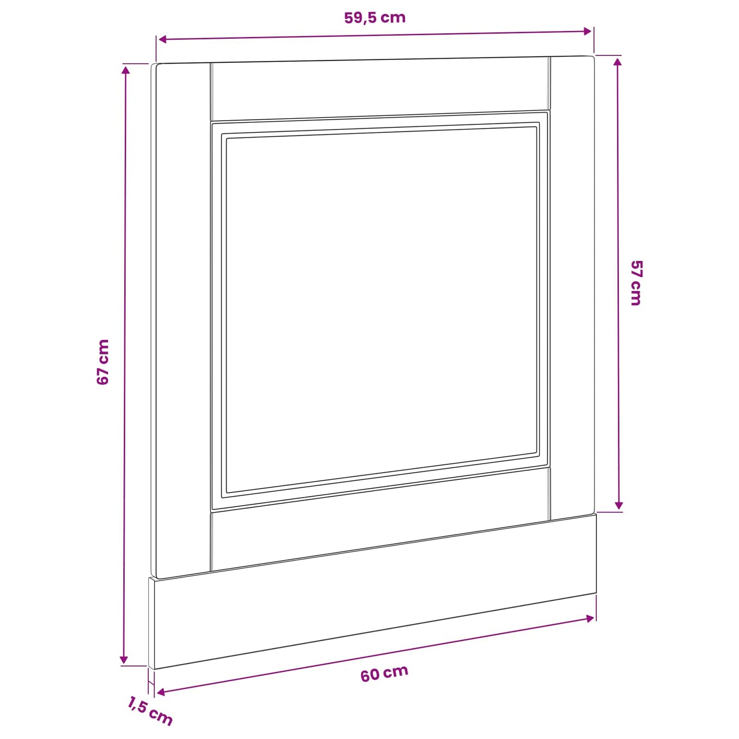 Pannello lavastoviglie PORTO Rovere Nero 60 x 1,5 x 57 cm