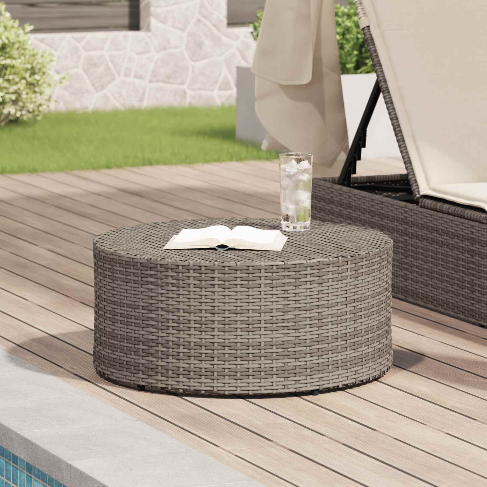 Tavolino da caffè da esterno Grigio Ø 68 x 30 cm polyrattan | homemem39