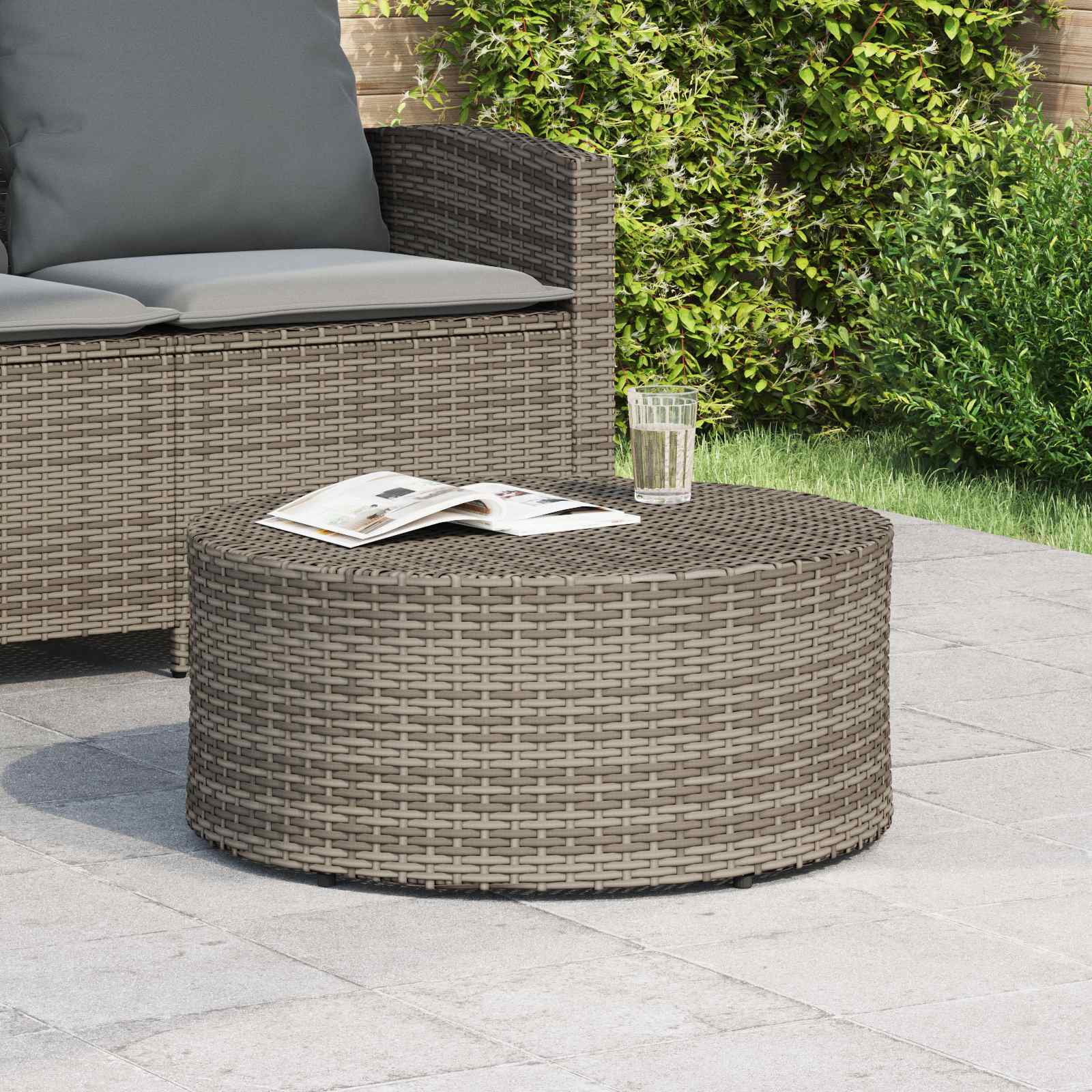 Tavolino da caffè da esterno Grigio Ø 68 x 30 cm polyrattan | homemem39