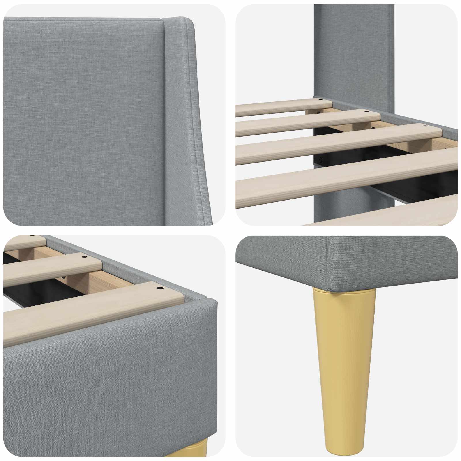 Struttura del letto Grigio chiaro 100 x 200 cm Tessuto | homemem39