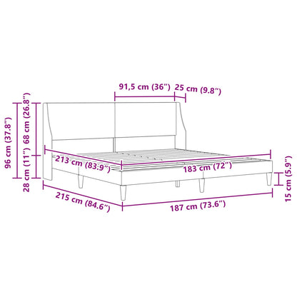 Struttura del letto Grigio Scuro 183 x 213 cm Tessuto | homemem39