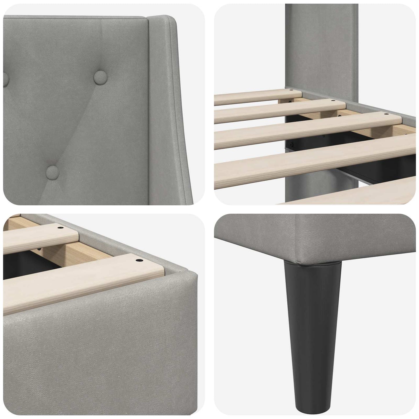 Struttura del letto Grigio chiaro 90 x 190 cm Velluto | homemem39