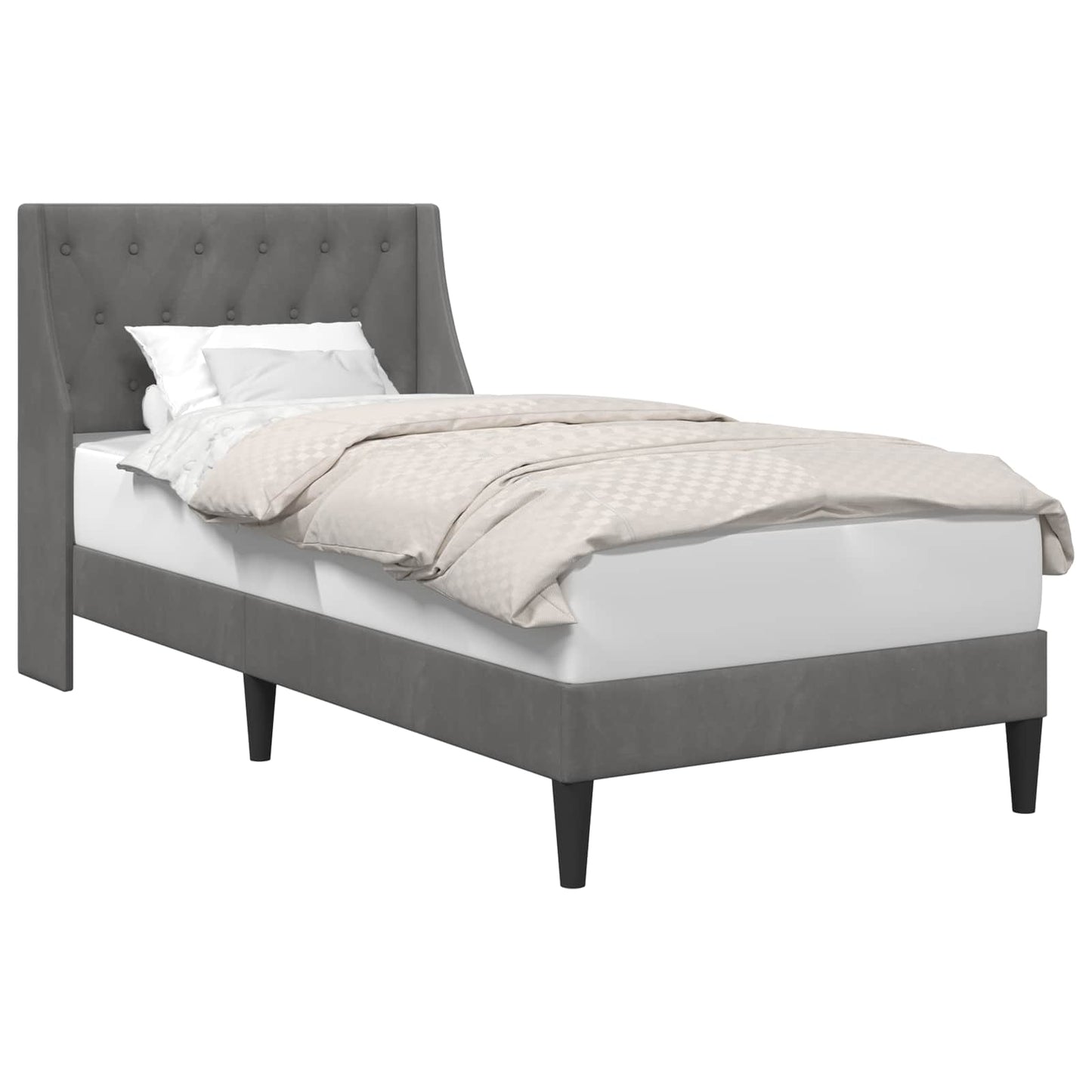 Struttura del letto Grigio scuro 90 x 190 cm Velluto | homemem39