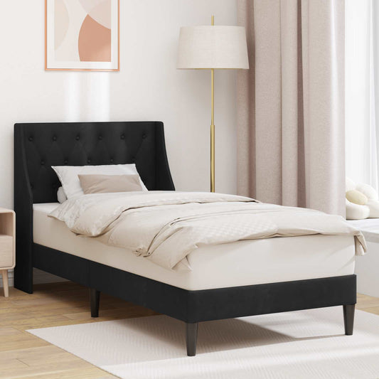 Struttura del letto con testiera Nero 90 x 190 cm Velluto | homemem39