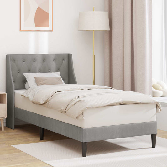 Struttura del letto Grigio chiaro 90 x 200 cm Velluto | homemem39