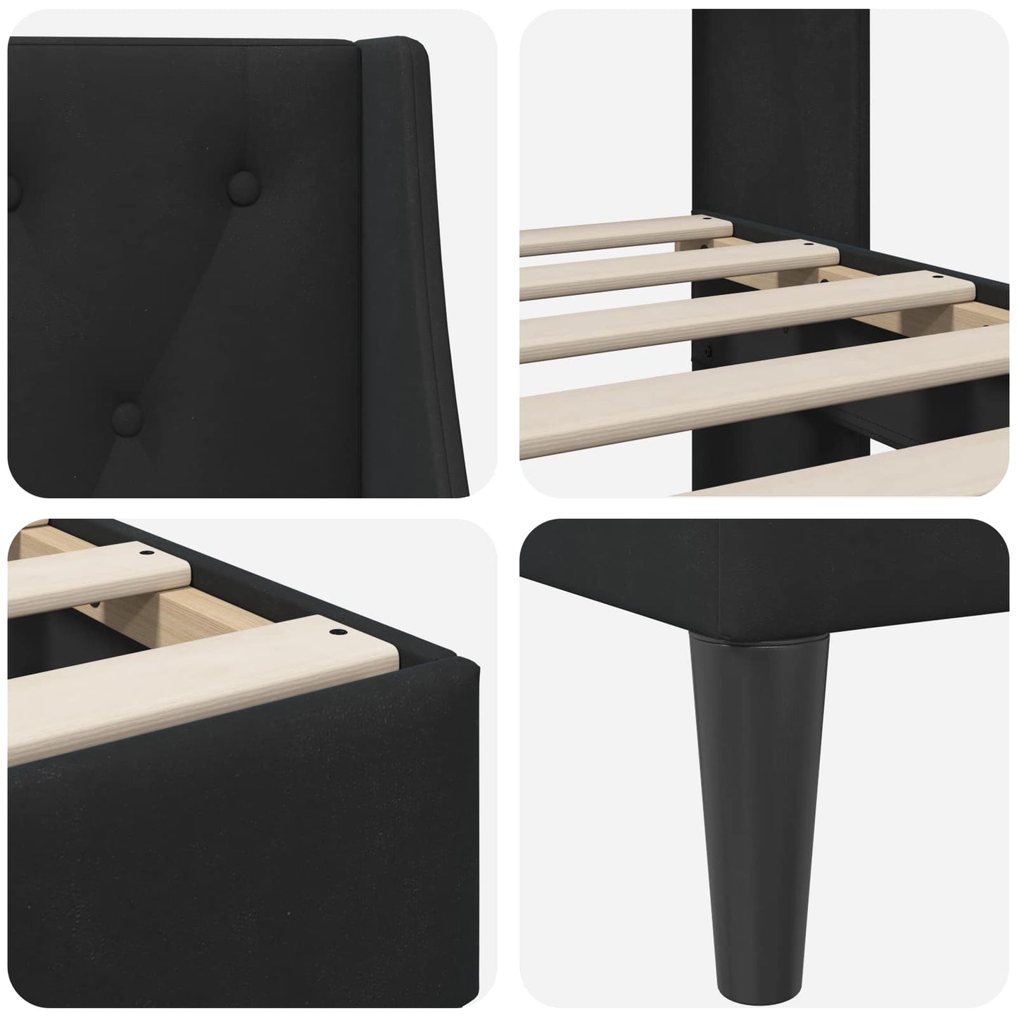 Struttura del letto con testiera Nero 90 x 200 cm Velluto | homemem39