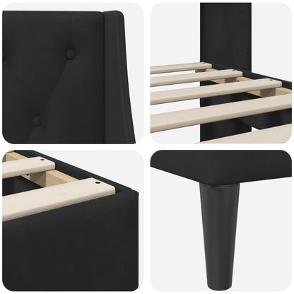 Struttura del letto con testiera Nero 90 x 200 cm Velluto | homemem39