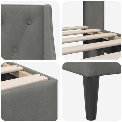 Struttura del letto Grigio scuro 100 x 200 cm Velluto | homemem39