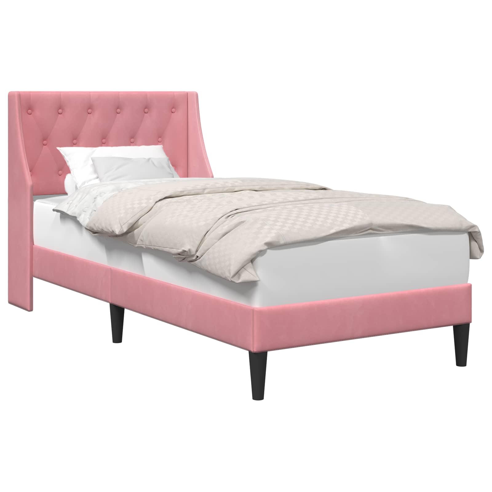 Struttura del letto con testiera Rosa 100 x 200 cm Velluto | homemem39
