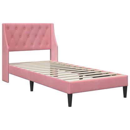 Struttura del letto con testiera Rosa 100 x 200 cm Velluto | homemem39