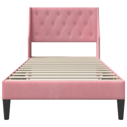 Struttura del letto con testiera Rosa 100 x 200 cm Velluto | homemem39