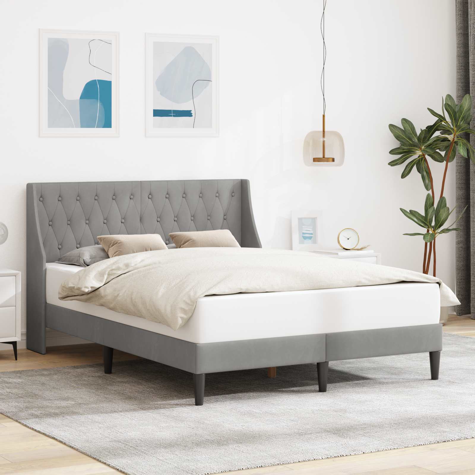 Struttura del letto Grigio chiaro 120 x 190 cm Velluto | homemem39