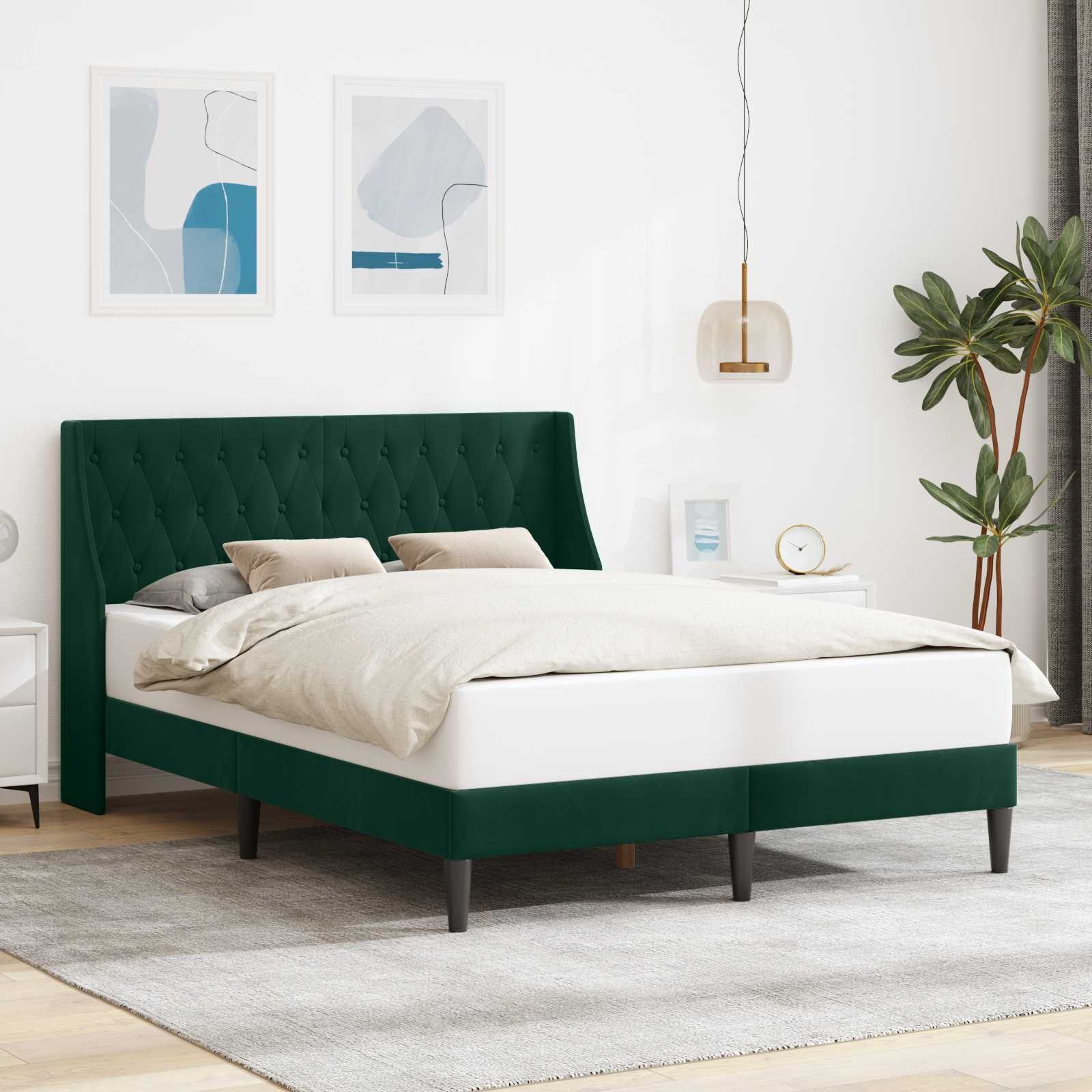 Struttura del letto Verde Scuro 120 x 190 cm Velluto | homemem39