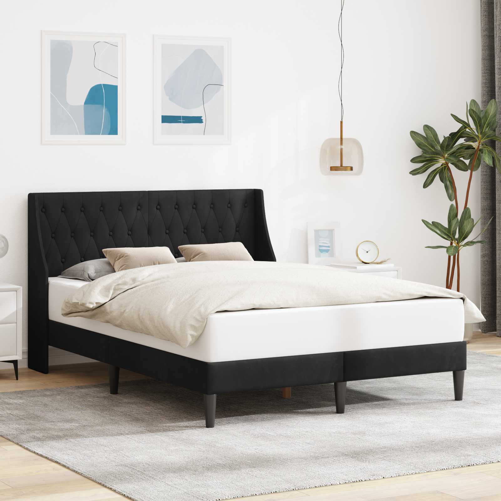 Struttura del letto con testiera Nero 120 x 190 cm Velluto | homemem39