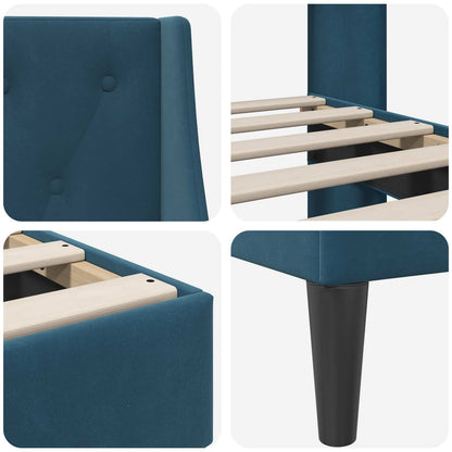 Struttura del letto con testiera Blu 120 x 200 cm Velluto | homemem39