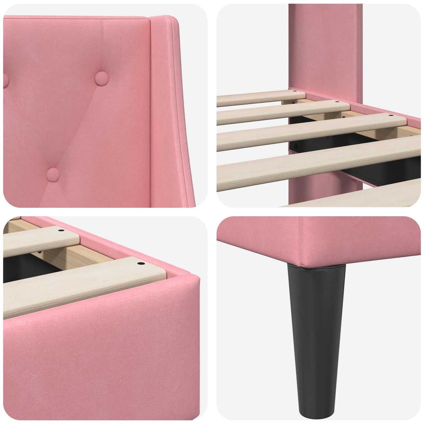 Struttura del letto con testiera Rosa 140 x 190 cm Velluto | homemem39