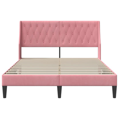 Struttura del letto con testiera Rosa 140 x 190 cm Velluto | homemem39