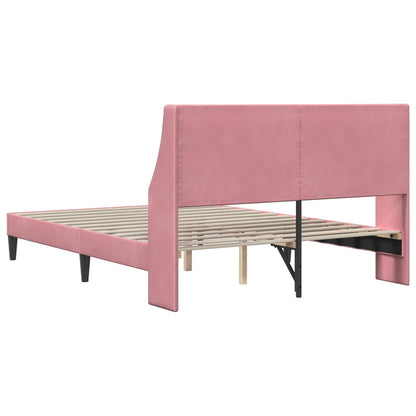 Struttura del letto con testiera Rosa 140 x 200 cm Velluto | homemem39