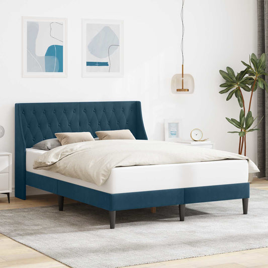 Struttura del letto con testiera Blu 140 x 200 cm Velluto | homemem39