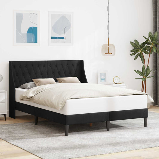 Struttura del letto con testiera Nero 160 x 200 cm Velluto | homemem39