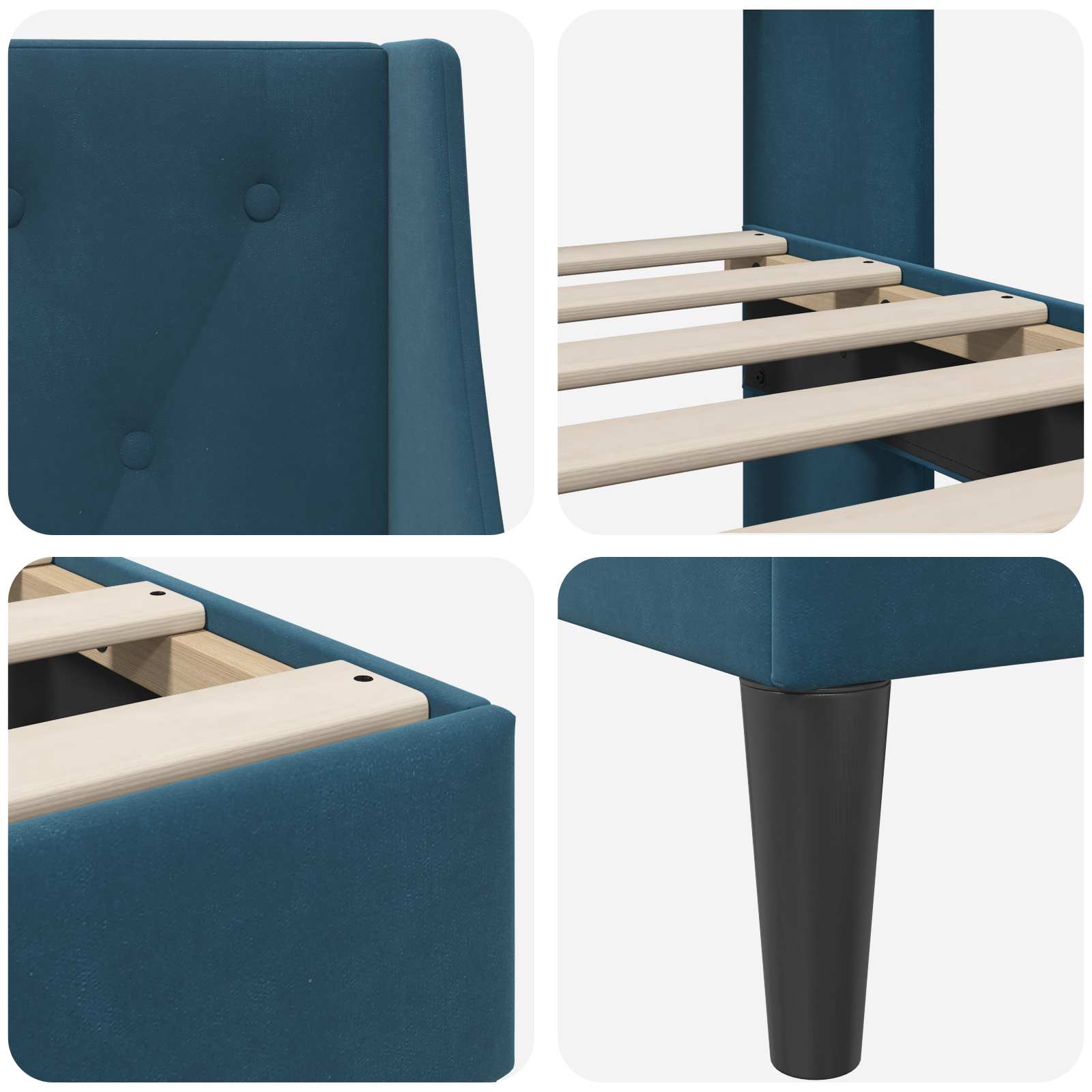 Struttura del letto con testiera Blu 180 x 200 cm Velluto | homemem39