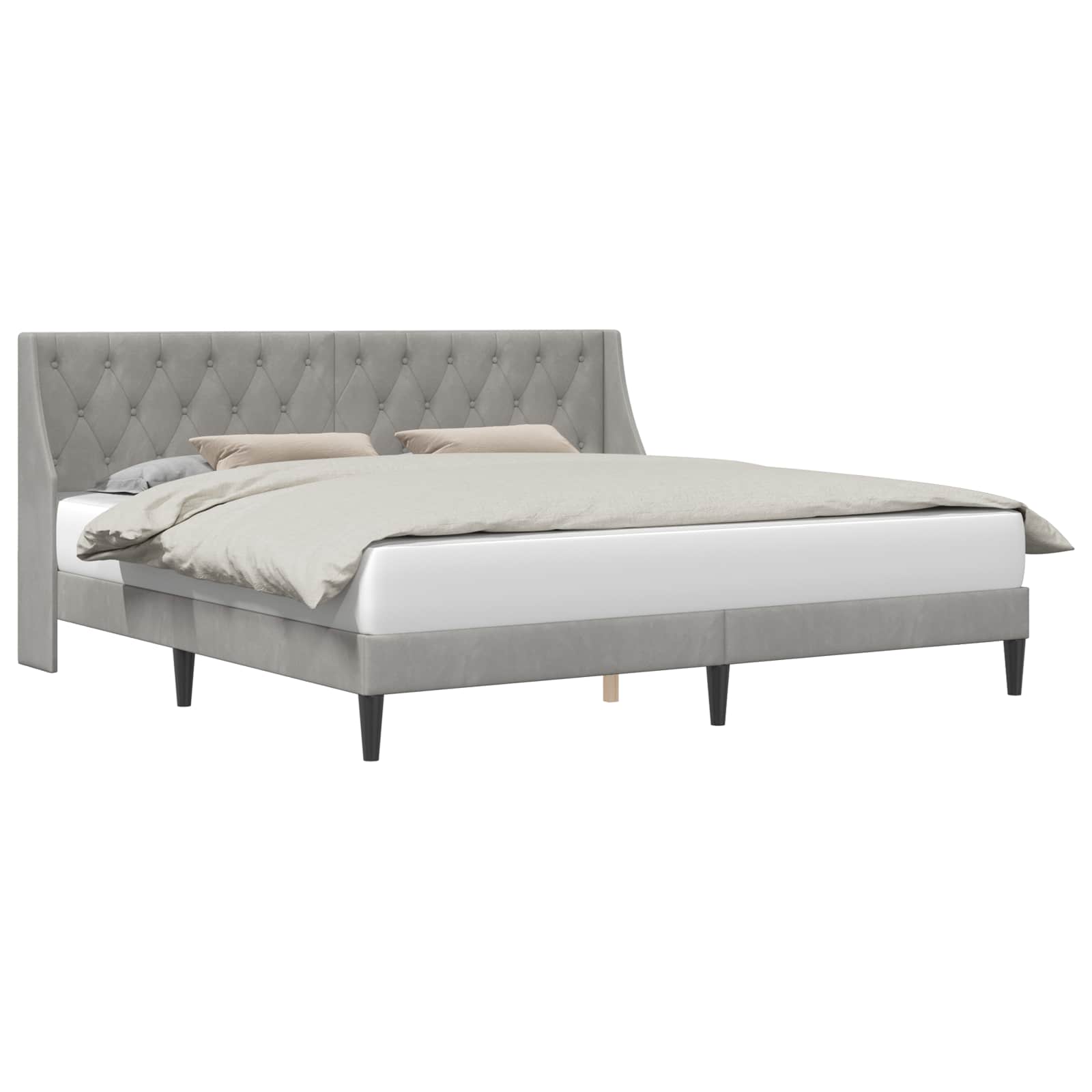 Struttura del letto Grigio chiaro 200 x 200 cm Velluto | homemem39