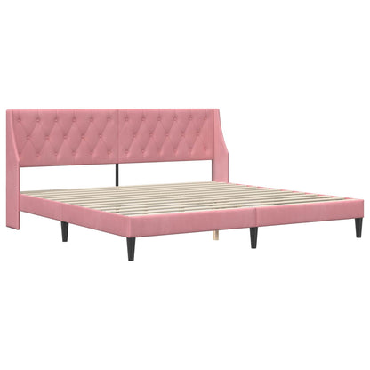Struttura del letto con testiera Rosa 200 x 200 cm Velluto | homemem39
