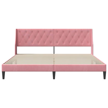 Struttura del letto con testiera Rosa 200 x 200 cm Velluto | homemem39