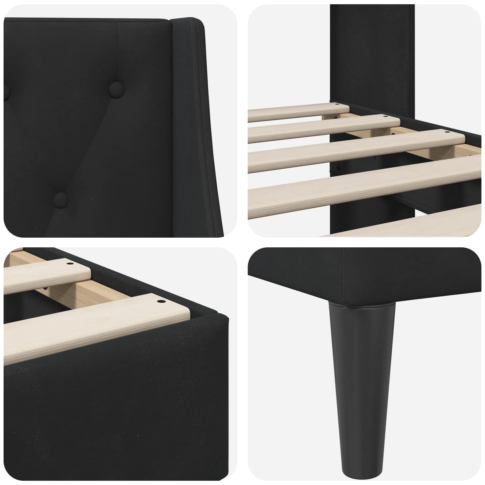 Struttura del letto con testiera Nero 200 x 200 cm Velluto | homemem39