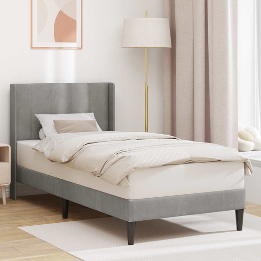 Struttura del letto Grigio Chiaro 90 x 190 cm Velluto | homemem39