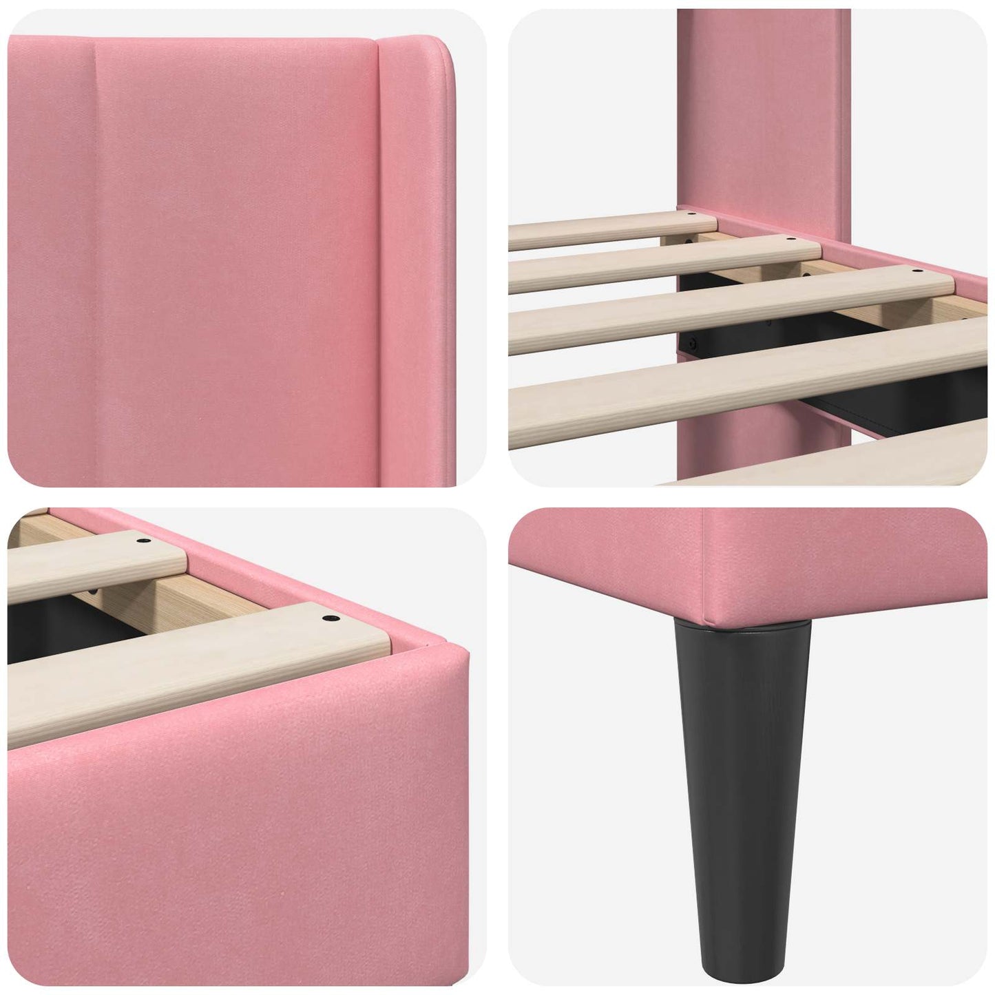 Struttura del letto con testiera Rosa 90 x 190 cm Velluto | homemem39