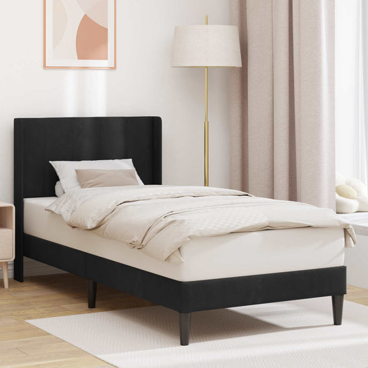 Struttura del letto con testiera Nero 90 x 190 cm Velluto | homemem39