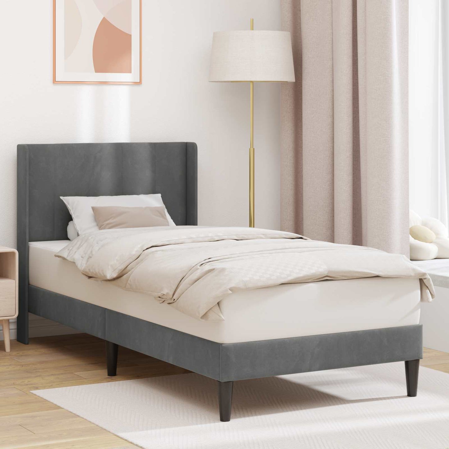Struttura del letto Grigio Scuro 100 x 200 cm Velluto | homemem39